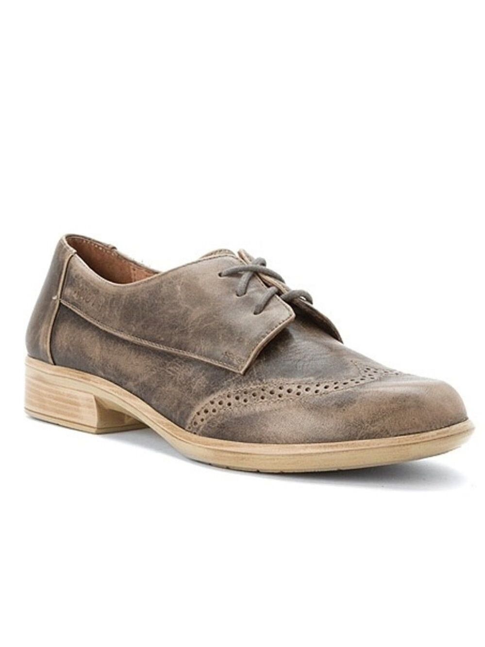 Naot Lako Lace Up Oxford Shoes in Burnished Brown Leather Size 39